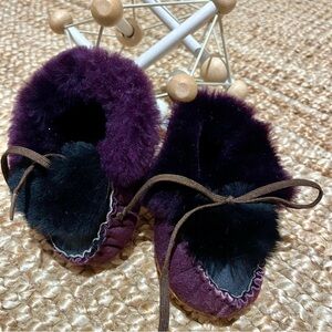 ❄️👶🏻Cozy Purple and Black Fur moccasins